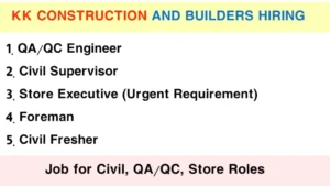 KK Construction and Builders Job Openings 2025